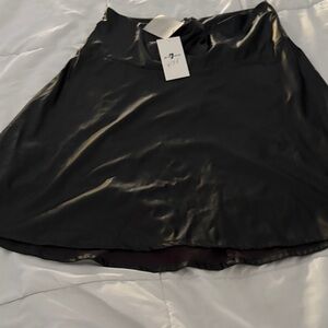 7 For All Mankind Glossy Black Skater Skirt